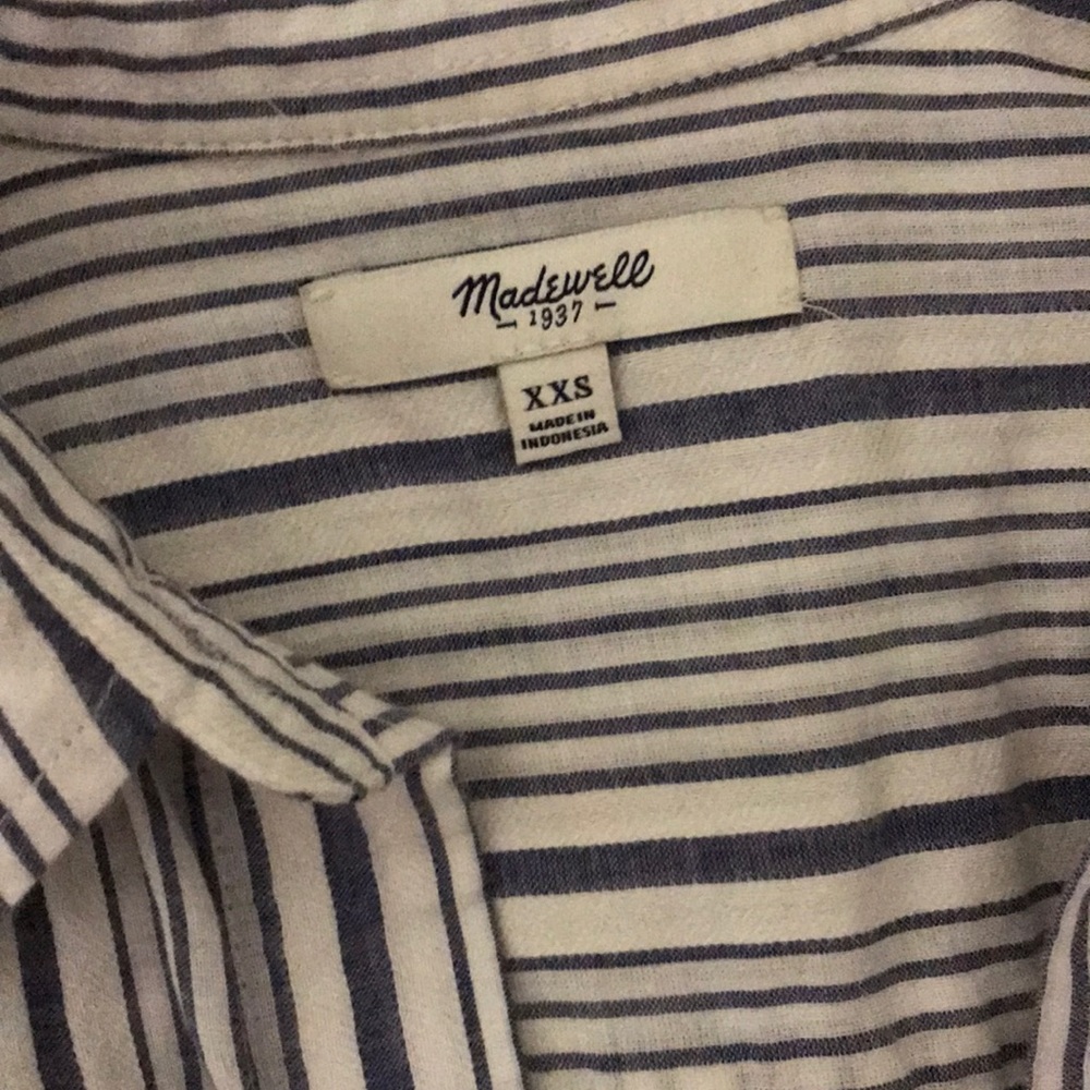 Madewell Tie Front Buttondown Stripe Xxs - image 2